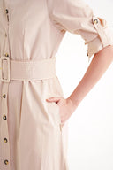 Beige Fırılled long shirt  dress 93979