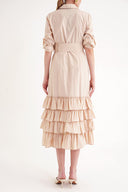 Beige Fırılled long shirt  dress 93979