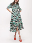 Patterned Fırılled long shirt  dress 93979