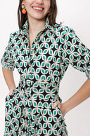 Patterned Fırılled long shirt  dress 93979