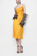 Mustard Buckle detailed strap dress 93980