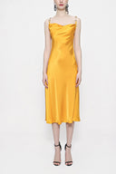 Mustard Buckle detailed strap dress 93980