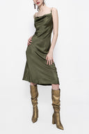 Khaki Buckle detailed strap dress 93980