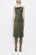 Khaki Buckle detailed strap dress 93980