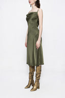 Khaki Buckle detailed strap dress 93980
