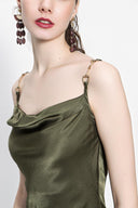 Khaki Buckle detailed strap dress 93980