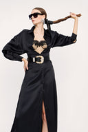 Black Fitted waist shirt dress 93993