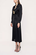 Black Fitted waist shirt dress 93993