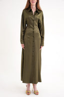 Khaki Fitted waist shirt dress 93993