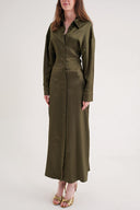 Khaki Fitted waist shirt dress 93993