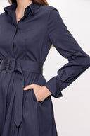 Navy Blue Belted shirt dress 94001