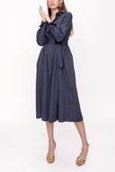 Navy Blue Belted shirt dress 94001