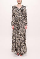 Beige Zipped hooded maxi  dress 93741