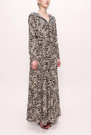 Beige Zipped hooded maxi  dress 93741