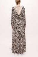 Beige Zipped hooded maxi  dress 93741