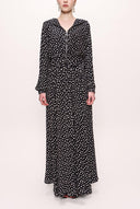 Black Beige Zipped hooded maxi  dress 93741