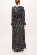 Black Beige Zipped hooded maxi  dress 93741