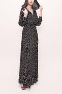 Black Beige Zipped hooded maxi  dress 93741