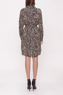 Black Beige Belted shirt dress 94006