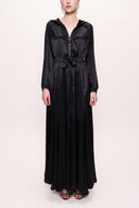 Black Zipped hooded maxi  dress 94064