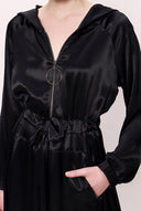 Black Zipped hooded maxi  dress 94064