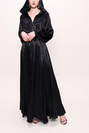 Black Zipped hooded maxi  dress 94064