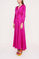 Fuchsia Zipped hooded maxi  dress 94064