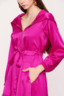 Fuchsia Zipped hooded maxi  dress 94064
