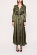 Khaki Zipped hooded maxi  dress 94064
