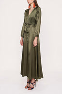 Khaki Zipped hooded maxi  dress 94064