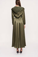 Khaki Zipped hooded maxi  dress 94064
