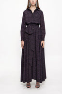 Purple Pleated long shirt dress 94067