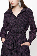 Purple Pleated long shirt dress 94067