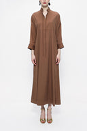 Cinnamon Lace-up wide cut poplin dress 94072