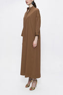 Cinnamon Lace-up wide cut poplin dress 94072