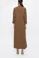 Cinnamon Lace-up wide cut poplin dress 94072