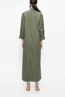 Khaki Lace-up wide cut poplin dress 94072