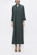 Anthracite Lace-up wide cut poplin dress 94072