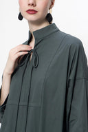 Anthracite Lace-up wide cut poplin dress 94072