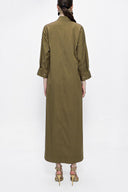 Olive Lace-up wide cut poplin dress 94072