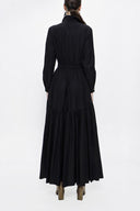 Black Pleated long shirt dress 94073