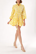 Yellow Shirt dress with godet skirt 94075