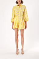 Yellow Shirt dress with godet skirt 94075