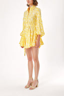 Yellow Shirt dress with godet skirt 94075