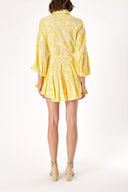 Yellow Shirt dress with godet skirt 94075