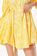 Yellow Shirt dress with godet skirt 94075