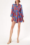 Blue Shirt dress with godet skirt 94075