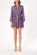 Blue Shirt dress with godet skirt 94075