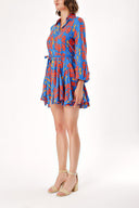 Blue Shirt dress with godet skirt 94075