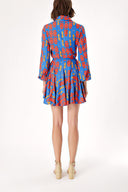 Blue Shirt dress with godet skirt 94075